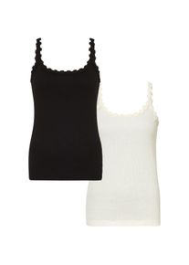 bonprix, Unisex, bonprix Shirttop Packung, 2 modischer Stil, Slim fit Passform, ohne &Auml;rmel, mit Spitzenborte, cremewei&szlig;, schwarz, 40/42 (M), Modischer