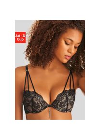 Lascana, Lascana Push-up-BH mit extravagantem Glitzeraccessoire, sexy Dessous, schwarz, 75, Cup A, Push-up-BH