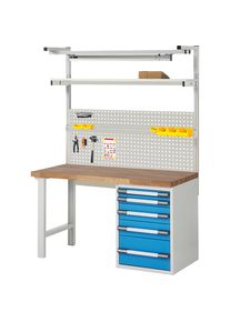 Werkbank mit Systemaufbau Serie 7000, mit Systemaufbau 8, BxT 1500 x 700 mm, CH eurokraft pro