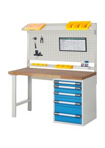 Werkbank mit Systemaufbau Serie 7000, mit Systemaufbau 6, BxT 1500 x 700 mm eurokraft pro