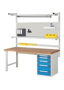 Werkbank mit Systemaufbau Serie 7000, mit Systemaufbau 8, BxT 2000 x 900 mm, CH eurokraft pro