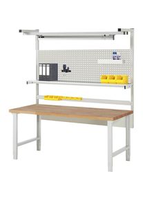 Werkbank mit Systemaufbau Serie 7000, mit Systemaufbau 4, BxT 2000 x 900 mm, CH eurokraft pro