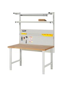 Werkbank mit Systemaufbau Serie 7000, mit Systemaufbau 4, BxT 1500 x 900 mm, CH eurokraft pro