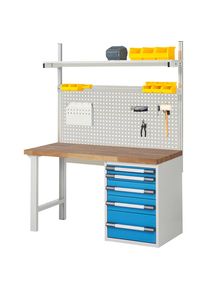Werkbank mit Systemaufbau Serie 7000, mit Systemaufbau 5, BxT 1500 x 700 mm eurokraft pro