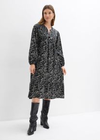Robe midi en coton en noir, Taille 46, 100% coton, Couleur/Motif: noir floral, bonprix