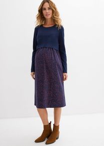 Robe de grossesse et d&rsquo;allaitement + T-shirt manches longues en coton (ens. 2 pces) en bleu, Taille 40/42 (M), 95% coton, bonprix