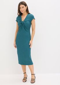 Jerseykleid aus strukturiertem Cr&ecirc;pe in petrol, Gr&ouml;sse 36/38 (S), bonprix