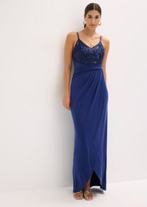 Robe de soir&eacute;e avec dentelle et sequins brod&eacute;s en bleu, Taille 44, Couleur/Motif: bleu nuit, bonprix