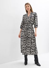 Robe en jersey en noir, Taille 40/42 (M), Couleur/Motif: noir/&eacute;cru floral, bonprix