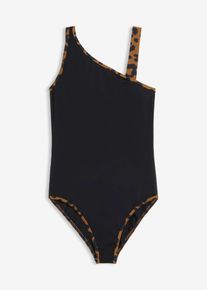 Maillot 1 pi&egrave;ce en noir pour filles, Taille 128/134, Couleur/Motif: noir l&eacute;opard, bonprix