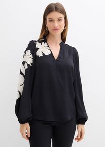 Blouse en mousseline imprim&eacute;e en noir, Taille 38, Couleur/Motif: noir floral, bonprix