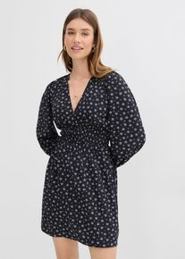 Robe courte &agrave; manches bouffantes en noir, Taille 52, Couleur/Motif: noir/blanc imprim&eacute;, bonprix