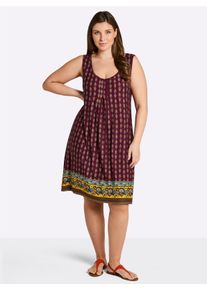 sheego Witt Damen Druckkleid mit Biesen, bordeaux-burgund-bedruckt, Gr&ouml;&szlig;e 50, 95% Viskose, 5% Elasthan