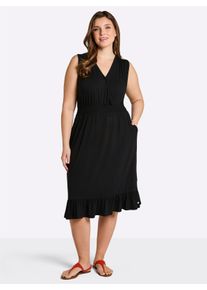 sheego Witt Damen Jerseykleid in Wickeloptik, schwarz, Gr&ouml;&szlig;e 40, 95% Viskose, 5% Elasthan