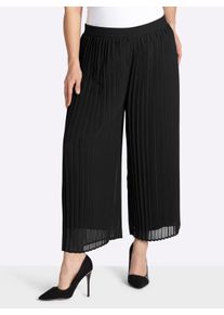 sheego Witt Damen 7/8-Hose aus fliessender Plissee-Qualit&auml;t, schwarz, Gr&ouml;&szlig;e 40, 100% Polyester