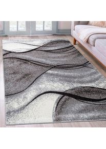 Goodproduct, GOODproduct Teppich &raquo;Tritom&laquo; rechteckig 9 mm H&ouml;he mit besonders weichem Flor, Kurzflor, modernes Wellen Muster, grau, Kunstfaser, 9 mm