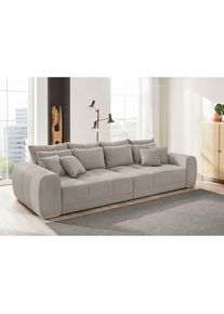 Jockenh&ouml;fer Jockenh&ouml;fer Gruppe, Big-Sofa &raquo;Moldau XXL, B: 306 cm&laquo; Mega-Sofa, mit 4 Zierkissen & Federkern, mittelgrau, Feinstruktur (100% Polyester) in Sitz, 