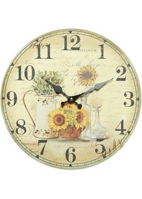 AMBIENTE HAUS, Wanduhr &raquo;Sonnenblume Wanduhr 28cm&laquo;, bunt, B/H/T: 28 cm x 28 cm x 3,5 cm