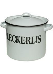 AMBIENTE HAUS, Dose &raquo;Vorratsbeh&auml;lter Leckerli aus Emaille&laquo;, wei&szlig;, Emaille, B/H/T: 27 cm x 22 cm x 21 cm