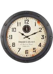 AMBIENTE HAUS, Wanduhr &raquo;Loft Wanduhr aus metall 47cm&laquo;, schwarz, B/H/T: 47 cm x 47 cm x 6 cm