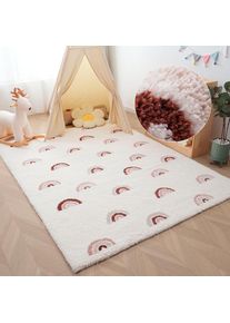 Goodproduct, GOODproduct Kinderteppich &raquo;Regenbogen&laquo; rechteckig 20 mm H&ouml;he weich, Pastell-Farben, modernes Design, Kinderzimmer, rosa, Kunstfaser, 20 