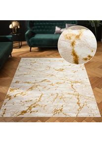 Goodproduct, GOODproduct Teppich &raquo;Kalmus, mit Schrumpfgarn-Effekt, Hoch-Tief&laquo; rechteckig 11 mm H&ouml;he modernes Marmor Design, Kurzflor-Teppich, 