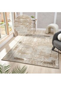 Goodproduct, GOODproduct Teppich &raquo;Hamsa&laquo; rechteckig 9 mm H&ouml;he dezenter Glanz, Schrumpf-Garn-Effekt, im Vintage-Look, dichte Qualit&auml;t, braun, 