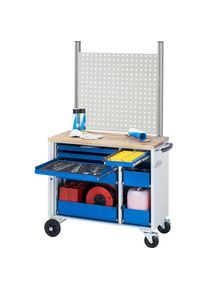 Werkzeugwagen, 8 Schubladen, mit Lochwand, HxBxT 1590 x 1025 x 520 mm Rau