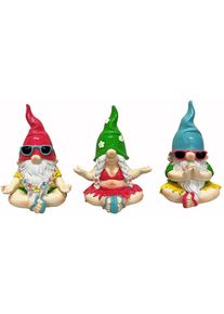 Ackerman Gartenzwerg &raquo;Dameco sitzend in Yoga Pose 3-er Set, 12 x 14 x 17 cm&laquo;, mehrfarbig, Polyresin (Kunststein), B/H/L: 12 cm x 17 cm