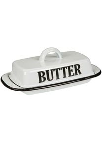 AMBIENTE HAUS, Dose &raquo;Butterdose aus Emaille in Antikweiss&laquo;, wei&szlig;, Emaille, B/H/T: 21 cm x 8 cm x 13 cm