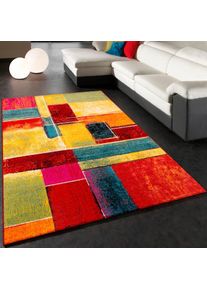 Paco Home, Teppich &raquo;Canvas 783&laquo; rechteckig 16 mm H&ouml;he Kurzflor, modernes Patchwork Design, multi, Kunstfaser, 16 mm