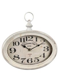 AMBIENTE HAUS, Wanduhr &raquo;Antikweiss Wanduhr aus metall 27cm&laquo;, wei&szlig;, B/H/T: 28 cm x 27 cm x 6 cm