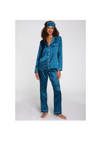 s.Oliver, Unisex, s.Oliver Pyjama 3-teilig, 3 tlg. Mit sch&ouml;ner Schlafmaske, dunkelgr&uuml;n, 32, Klassisches Pyjamaoberteil mit Reverskragen und Kontrast 