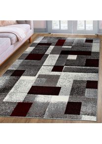 Goodproduct, GOODproduct Teppich &raquo;Corine&laquo; rechteckig 9 mm H&ouml;he mit besonders weichem Flor, Kurzflor, modernes Karo-Design, rot, Obermaterial: 100% 