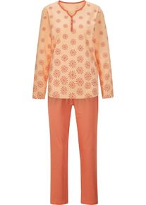 w&auml;schepur Damen Schlafanz&uuml;ge mit Kontrastpaspel kalkmint + papaya