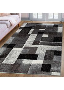 Goodproduct, GOODproduct Teppich &raquo;Corine&laquo; rechteckig 9 mm H&ouml;he mit besonders weichem Flor, Kurzflor, modernes Karo-Design, grau, Obermaterial: 100% 