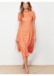 Trendyol Kleid Damen, rostrot / wei&szlig;, Gr&ouml;&szlig;e 34