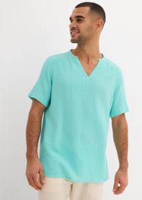 Kurzarmhemd aus luftigem Musselin in gr&uuml;n, Gr&ouml;sse 47/48 (3XL), 100% Baumwolle, bonprix