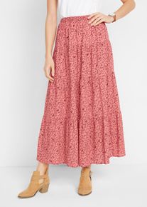 Maxirock mit Volants in rosa, Gr&ouml;sse 42, 100% Baumwolle, bonprix