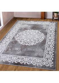 Goodproduct, GOODproduct Teppich &raquo;Dafna&laquo; rechteckig 9 mm H&ouml;he Orient-Optik, Vintage Design, Kurzflor, pflegeleicht, dezenter Glanz, grau, Kunstfaser, 