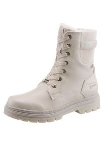 Tom Tailor, Unisex, Tom Tailor Schn&uuml;rboots Winterstiefel mit Logopr&auml;gung an der Ferse, beige, 37, Schn&uuml;rboots mit Zierriemchen am Schaft