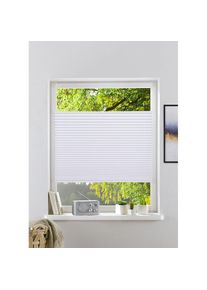 Goodproduct, GOODproduct Plissee &raquo;GELLO&laquo; Lichtschutz ohne Bohren verspannt in Streifen-Optik, Klemmfix, im Fixmass, wei&szlig;, wei&szlig;, wei&szlig;, Obermaterial: 