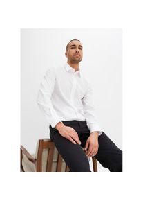 bonprix, Herren, bonprix Langarmhemd schmale Passform, aus Baumwolle, Polyamid und Elasthan, Kentkragen, wei&szlig;, 47/48 (XXXL), N-Gr, Langarmhemd mit 