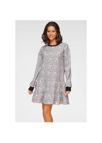 Lascana, Unisex, Lascana Sweatkleid mit sch&ouml;nem Animal-Print, schwarz, wei&szlig;, bedruckt, 36/38, N-Gr, Verspieltes Jerseykleid mit weiter Silhouette