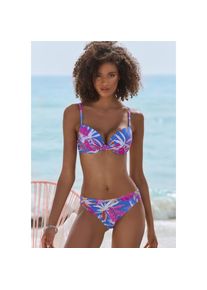Buffalo, Unisex, B&uuml;gel-Bikini-Top &raquo;Soleil&laquo; mit Wattierung, blau, pink bedruckt, 36, Cup B, Florales Design - Jedes Teil ein Unikat