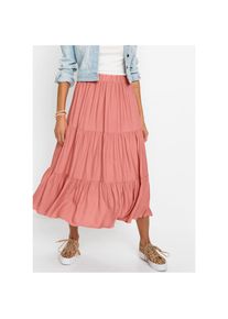 bonprix, Unisex, bonprix Volantrock aus Viskose, A-Linie, mit Volants, Midi-L&auml;nge, rauchkoralle, 46, A-Linie sorgt f&uuml;r eine schmeichelhafte Silhouette