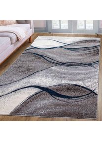 Goodproduct, GOODproduct Teppich &raquo;Tritom&laquo; rechteckig 9 mm H&ouml;he mit besonders weichem Flor, Kurzflor, modernes Wellen Muster, blau, Kunstfaser, 9 mm