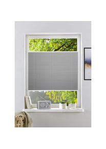 Goodproduct, GOODproduct Plissee &raquo;GELLO&laquo; Lichtschutz ohne Bohren verspannt in Streifen-Optik, Klemmfix, im Fixmass, grau, grau, grau, Obermaterial: 