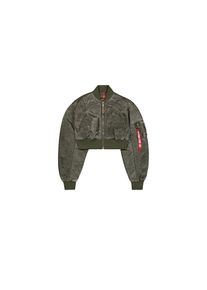 Alpha Industries, Unisex, Bomberjacke &raquo;MA-1 Vintage Cropped Light W&laquo;, schwarz olive, M, Flight Nylon Stoff