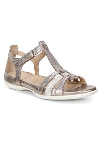 Ecco, Unisex, Riemchensandale &raquo;FLASH&laquo; , Sommerschuh, Sandalette, Klettschuh, im Metallic-Look, goldfarben, hellbeige, 37, Mit Klettriemchen